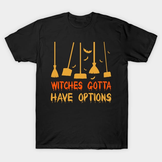 Witch Riding Brooms On A Dark Desert Highways Halloween T-Shirt by Pannolinno